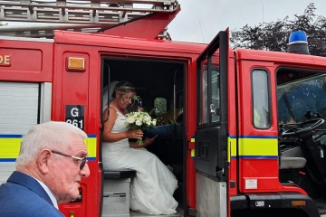 Bride and Groom transport is provided by professional firefighters who are there to meet your every need